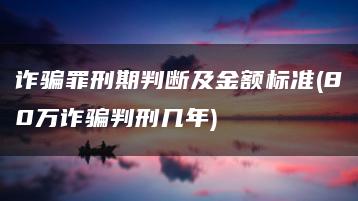 诈骗罪刑期判断及金额标准(80万诈骗判刑几年)